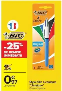 Carrefour Market Bic - stylo-bille 4 couleurs classique offre