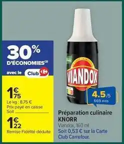 Carrefour Market Knorr - preparation culinaire offre
