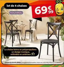 BUT Chaise de séjour jerem, structure en poiv propylene, colors noir, l.475 h09.5 ps.s offre