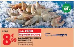 Auchan Direct GAMBAS ENTIÈRES CRUES DÉCONGELÉES offre