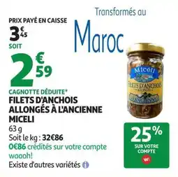 Auchan Direct Miceli Filets d'anchois allongés à l'ancienne offre