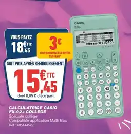 Bureau Vallée Calculatrice casio fx-92+ college offre