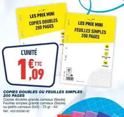 Bureau Vallée Copies doubles ou feuilles simples 200 pages offre