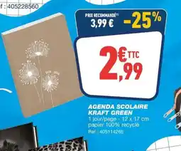 Bureau Vallée Agenda kraft green offre