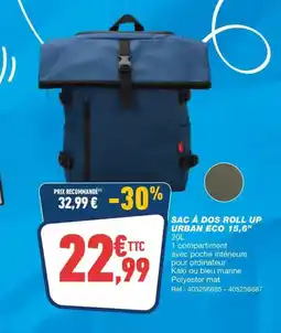 Bureau Vallée Sac à dos roll up urban eco 15,6" offre