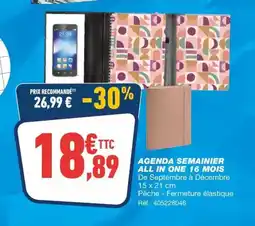 Bureau Vallée Agenda semainier all in one 16 mois offre