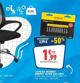Bureau Vallée 10 piles intenso energy ultra aaa lr03 offre