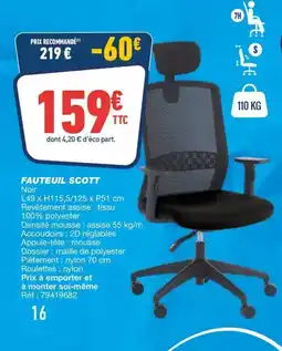 Bureau Vallée Fauteuil scott offre