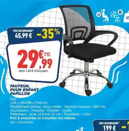 Bureau Vallée Fauteuil pour enfant papillon offre
