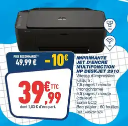 Bureau Vallée Imprimante jet d'encre multifonction hp deskjet 2910 offre