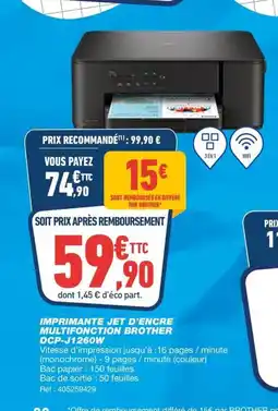 Bureau Vallée Imprimante jet d'encre multifonction brother dcp-j1260w offre