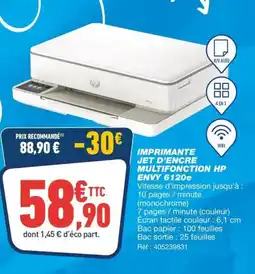 Bureau Vallée Imprimante jet d'encre multifonction hp envy 6120e offre