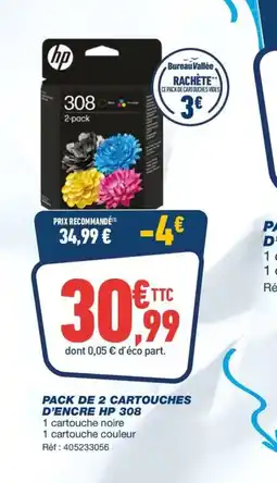 Bureau Vallée Pack de 2 cartouches d'encre hp 308 offre