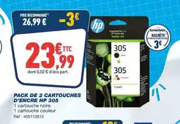 Bureau Vallée Pack de 2 cartouches d'encre hp 305 offre