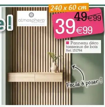 Atmosphera Panneau déco tasseaux de bois