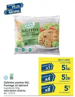 METRO MON REPAS VÉGÉTAL Galettes panées blé, fromage et épinard offre