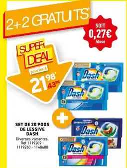 Trafic Dash Set de 20 pods de lessive offre