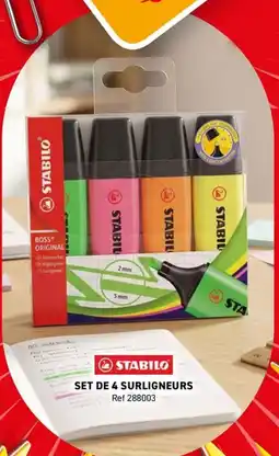 Trafic STABILO SET DE 4 SURLIGNEURS offre