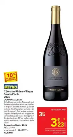 METRO Domaine Aubert Côtes-du-Rhône-Villages Sainte-Cécile 2025 offre