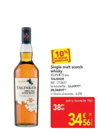 TALISKER Single malt scotch whisky