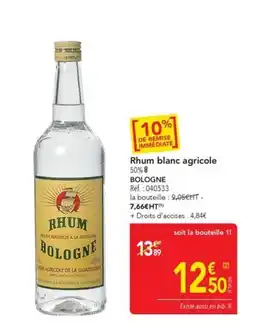 METRO BOLOGNE Rhum blanc agricole offre