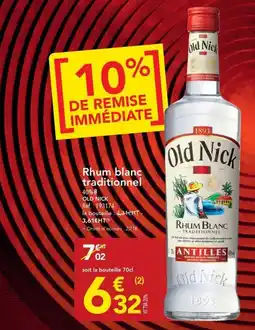 METRO Old Nick Rhum blanc traditionnel offre