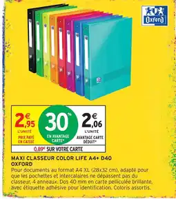 Intermarché Hyper Oxford maxi classeur color life a4+ d40 offre