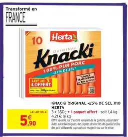 Intermarché Hyper Herta knacki original -25% de sel x10 offre