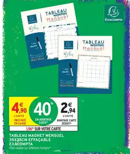 Intermarché Hyper Exacompta tableau magnet mensuel 35 x 35 cm effaçable offre