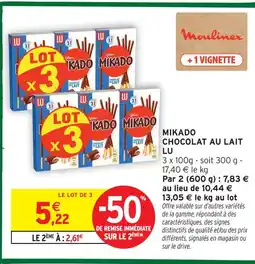 Intermarché Hyper Lu mikado chocolat au lait offre