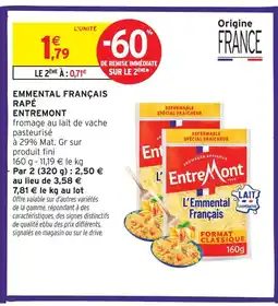 Intermarché Hyper Entremont emmental français râpé offre