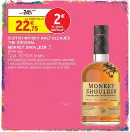 Intermarché Hyper Monkey shoulder scotch whisky malt blended the original offre