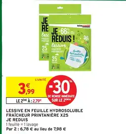 Intermarché Hyper Je réduis lessive en feuille hydrosoluble fraîcheur printanière offre