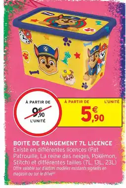 Intermarché Hyper Pat patrouille boite de rangement 7l licence offre