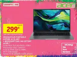 Intermarché Hyper Acer ordinateur portable aspire al15-32p + microsoft365 1 an offert offre
