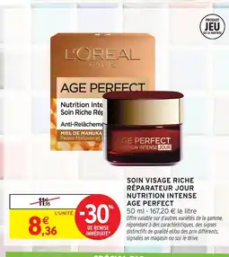 Intermarché Hyper L'oreal paris age perfect soin visage riche réparateur jour nutrition intense offre