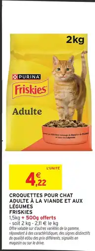 Intermarché Hyper Friskies croquettes pour chat adulte à la viande et aux légumes offre