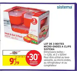 Intermarché Hyper Sistema heat & eat 3 pack boîtes micro-ondes à clips offre
