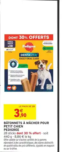 Intermarché Hyper Pedigree bâtonnets à mâcher pour petit chien offre
