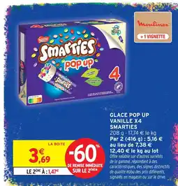 Intermarché Express Smarties glace pop up vanille x4 offre