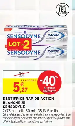 Intermarché Express Sensodyne dentifrice rapide action blancheur offre