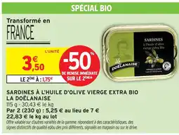 Intermarché La doëlanaise sardines à l'huile d'olive vierge extra bio offre