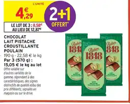 Intermarché Poulain chocolat lait pistache croustillante offre
