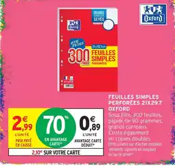 Intermarché Oxford feuilles simples perforées 21 x 29.7 offre