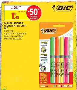 Intermarché Bic 8 surligneurs highlighter grip offre