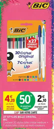 Intermarché Bic 27 stylos bille cristal offre