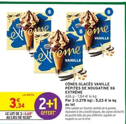 Intermarché Extrême cônes glacés vanille pépites de nougatine offre