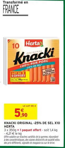 Intermarché Herta knacki original -25% de sel x10 offre