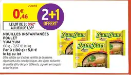 Intermarché Yum yum nouilles instantanées poulet offre