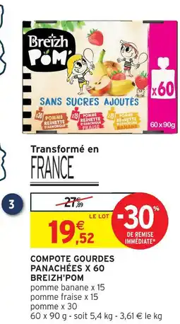 Intermarché Breizh'pom compote gourdes panachées x 60 offre